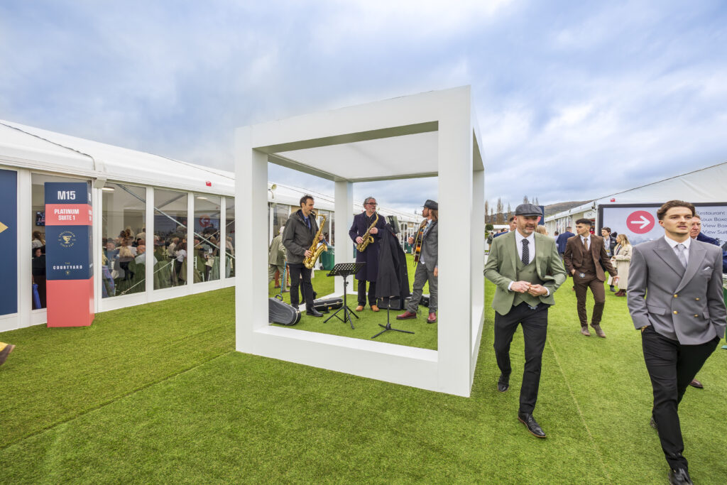 Band stand between two GL events UK sigle deck hospitality structures