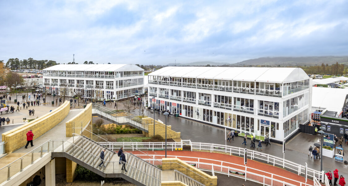 Overview of two GL events UK triple deck structrues at Cheltenham Festival