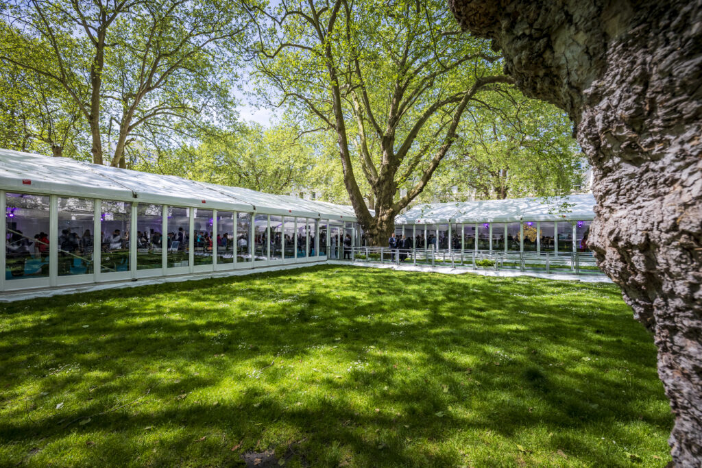 Temporary structure situated in Prince's Gardens, South Kensington, for Imperial College London’s Graduation drinks reception, provided by GL events UK