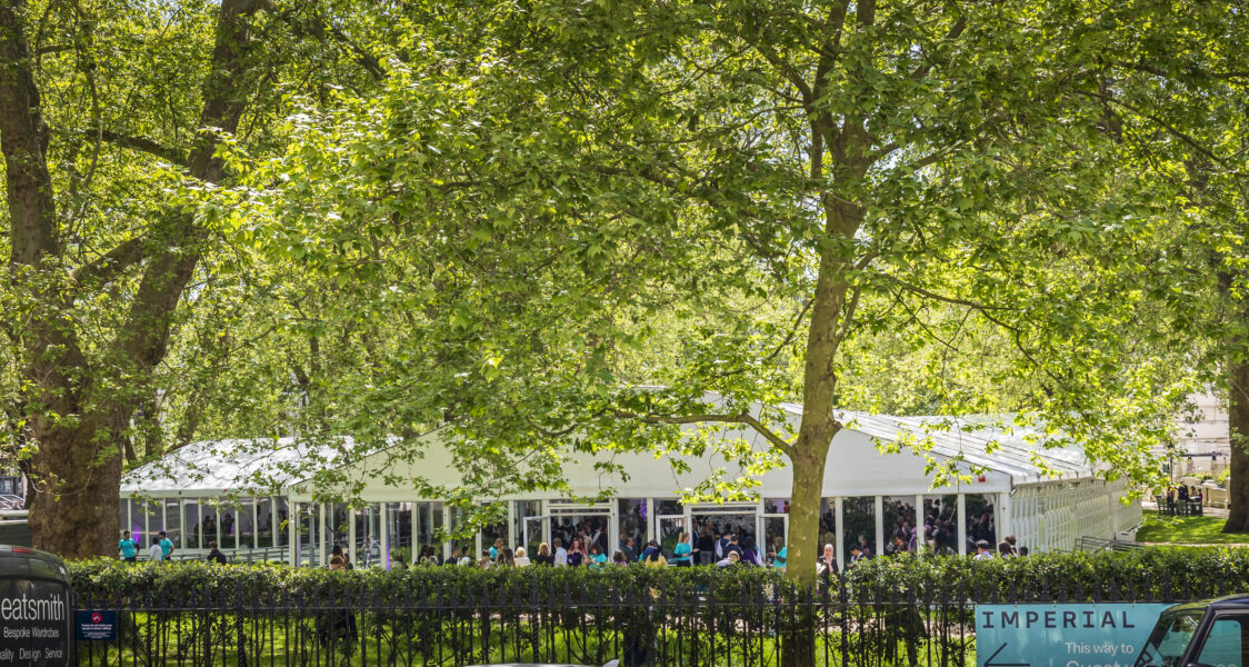 Temporary structure situated in Prince's Gardens, South Kensington, for Imperial College London’s Graduation drinks reception, provided by GL events UK