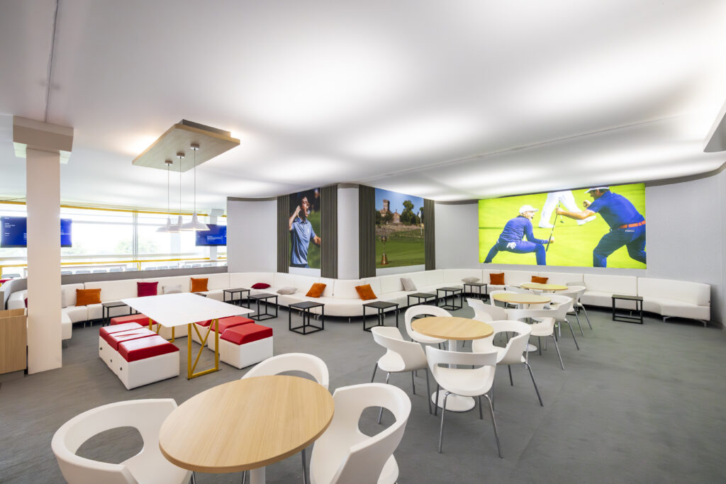 Interior of QWAD temporary structure at Ryder Cup, supplied by GL events UK