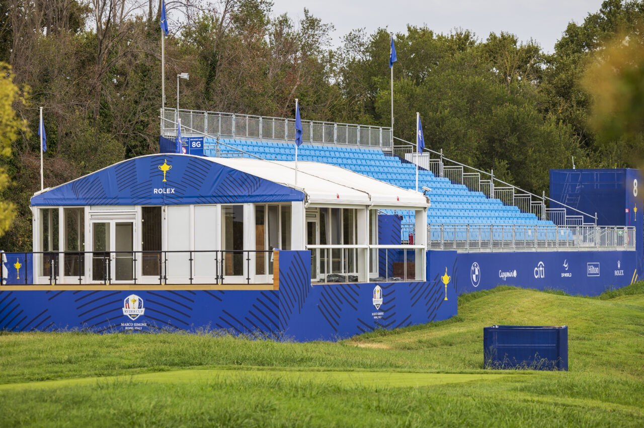 Temporary event structure at Ryder Cup, Italy, supplied by GL events UK