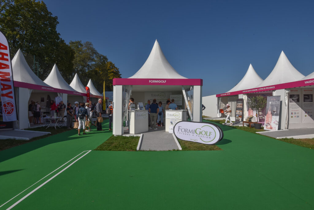 Garden pagoda for retail pop up unit at Evian golf tournament, supplied and installed by GL events