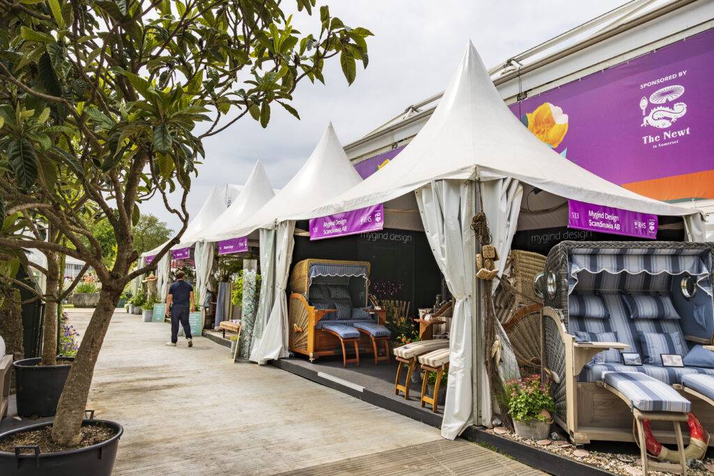 Garden pagoda retail unit at RHS Chelsea Flower Show, supplied and installed by GL events UK