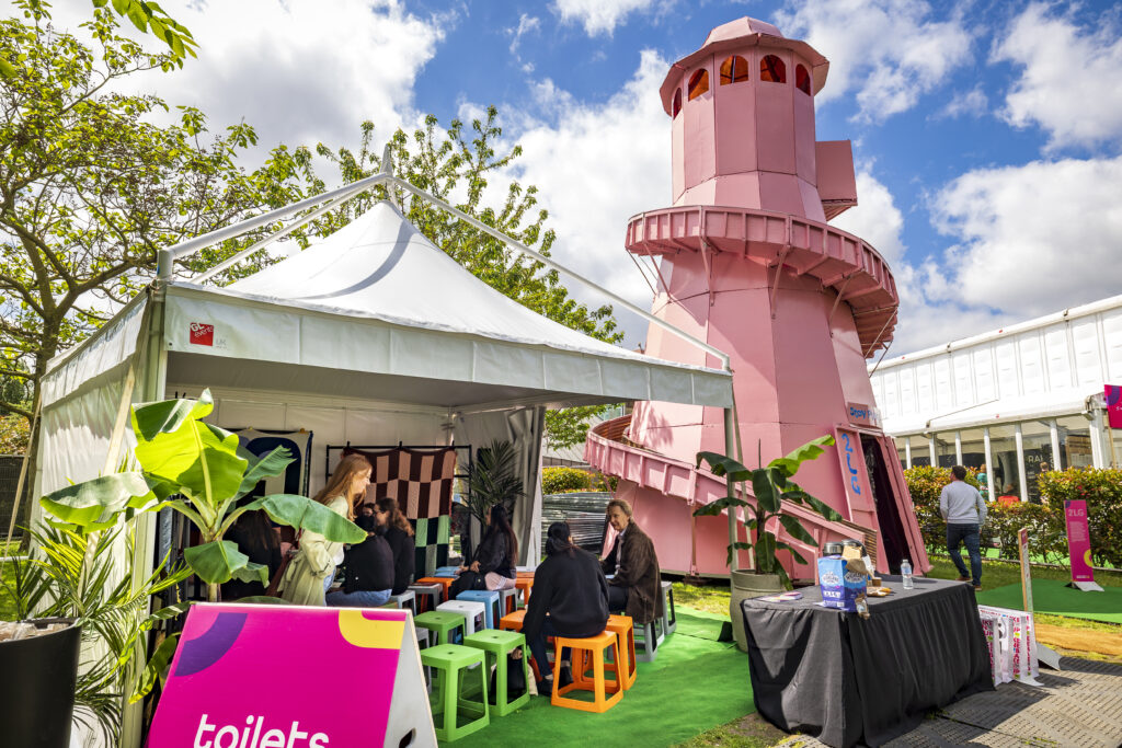 Piazza pagodas at Clerkenwell Design Week, London. Supplied and installed by GL events UK