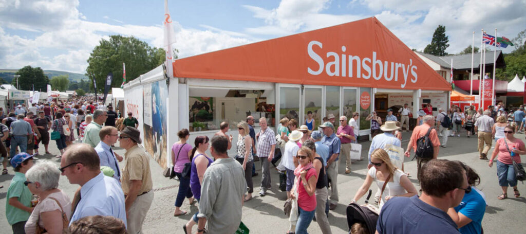 Temporary supermarket supplied by Field and Lawn