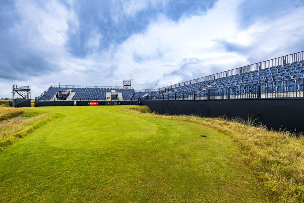 Grandstand seating at The Postage Stamp, Royal Troon, for the R&A Open Championship. Designed and delivered by GL events UK.