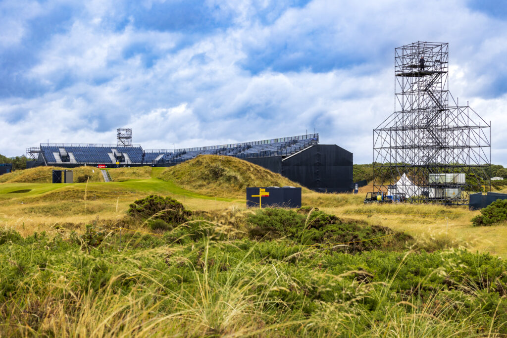 Grandstand seating at The Postage Stamp, Royal Troon, for the R&A Open Championship. Designed and delivered by GL events UK.