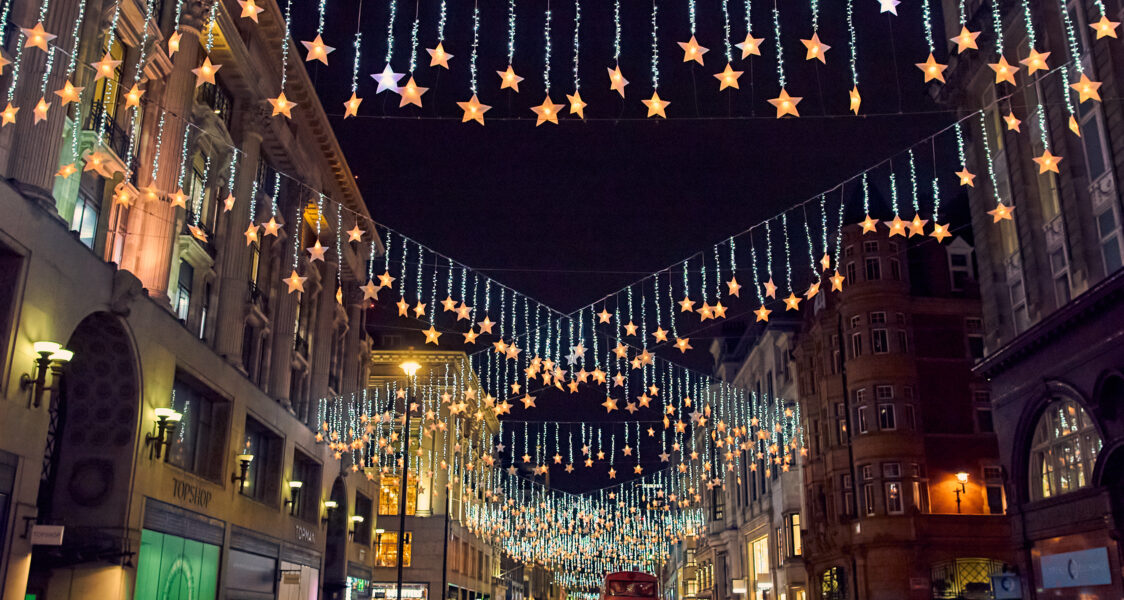 Festive lighting, London, supplied by Field and Lawn