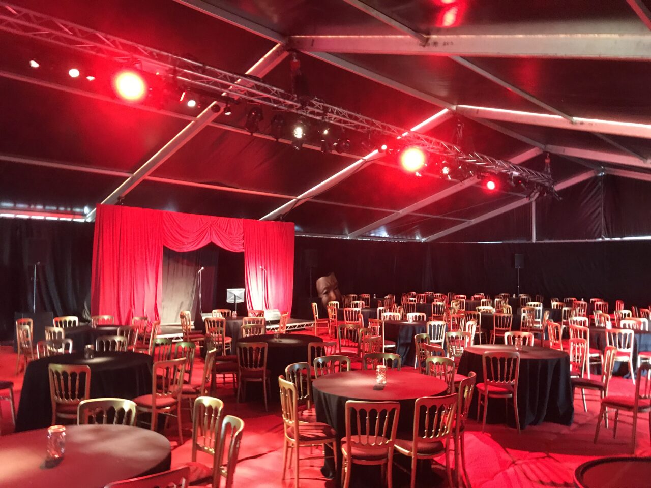 Interior of temporary structure for Trinity May Ball