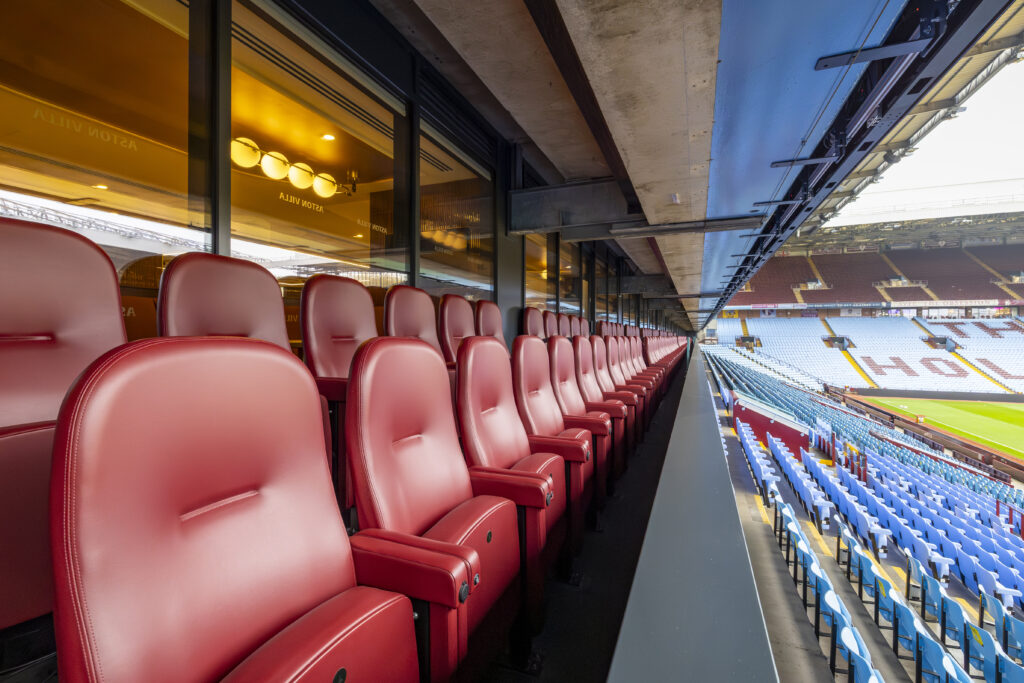 Aston Villa Phase 1 completed works including seating installation and renewal, safe standing installation, stairway and vomitory repositioning, consolidation and improvement, VIP and Club Member seating installation, pitch side remedial works and ancillary supporting works.