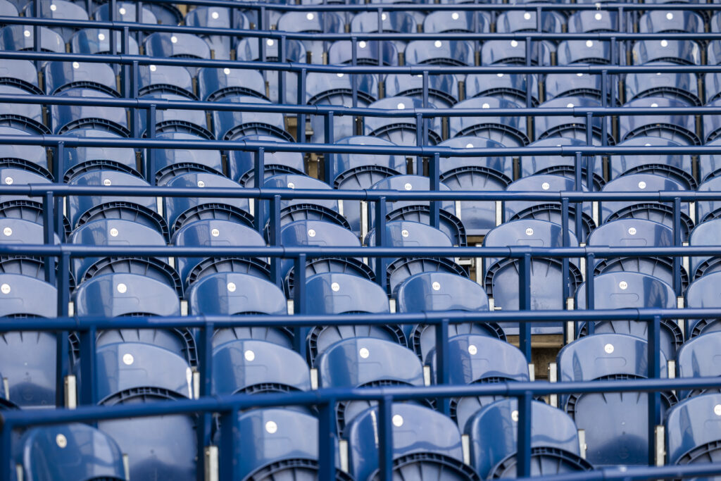 GL-B Safe standing guardrail installation at West Bromwich Albion FC stadium 2025.  Approx 3000 seat places protected.