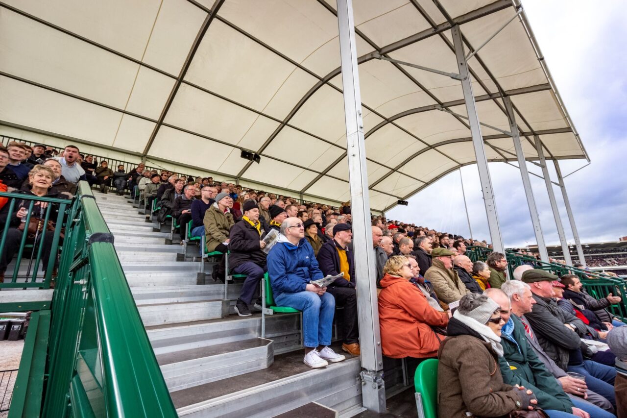 Covered grandstand in winter