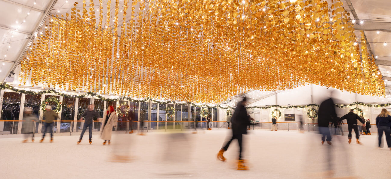 Elevanting a winter ice rink structure with dressings